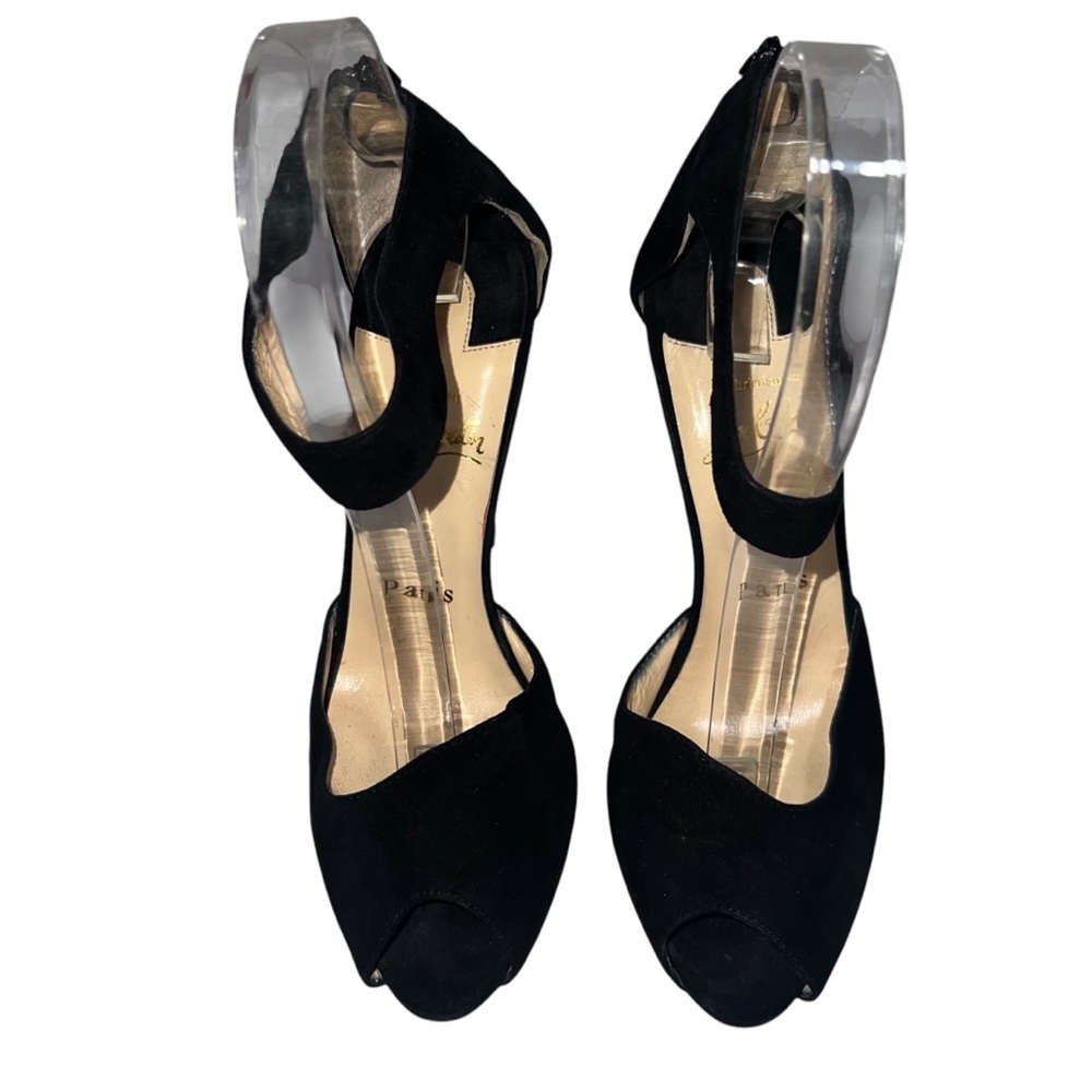 Christian Louboutin Black Peep-Toe Heels - Picture 2 of 11